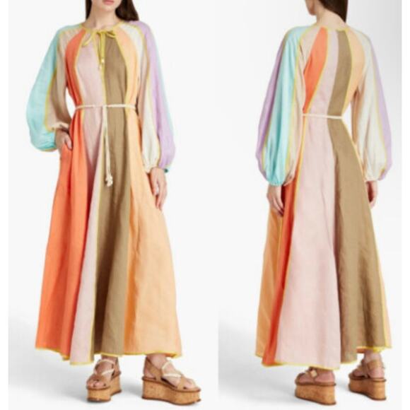 Zimmermann Dresses & Skirts - Zimmermann Lola Panelled Maxi Dress Womens 0 / 4 US Multicolor Belted Seashells